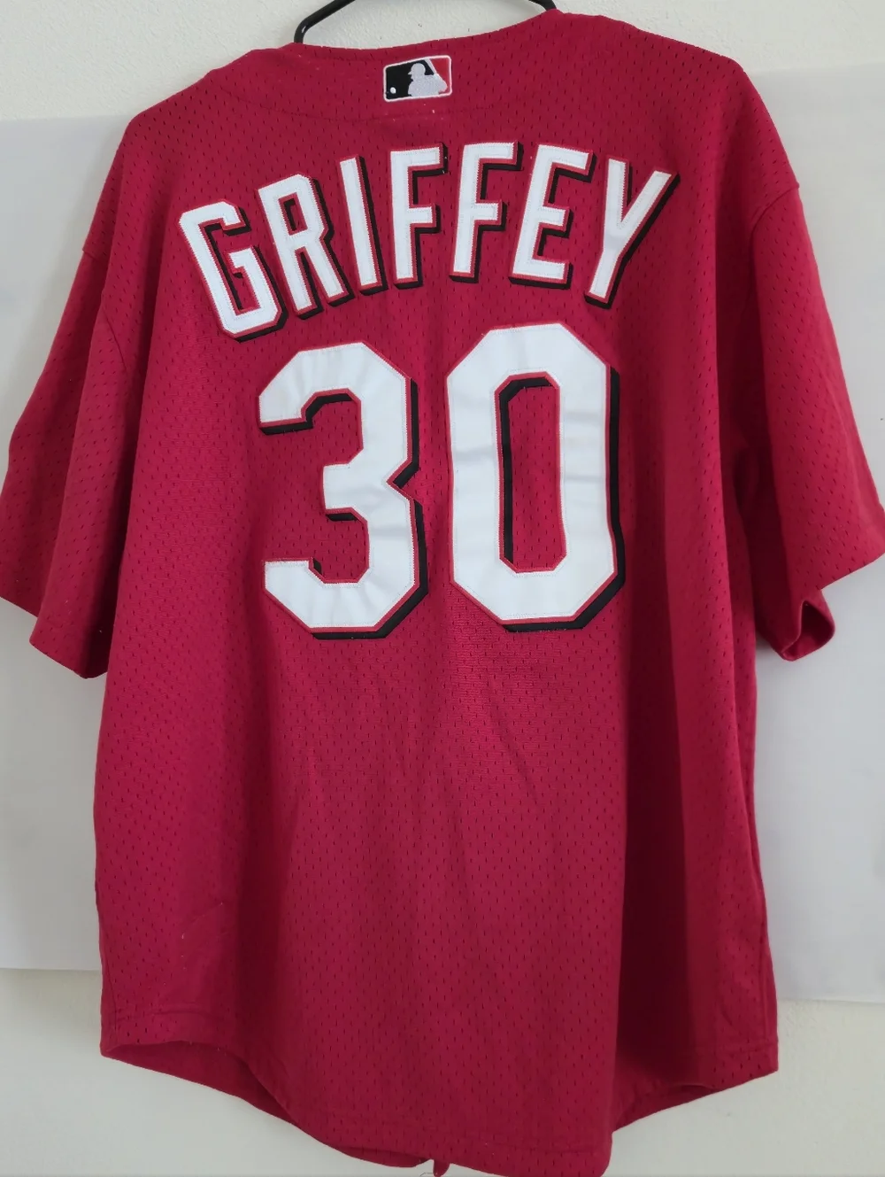 Mitchell & Ness Men’s Red 'Griffey 30' Baseball Jersey - Picture 8 of 9
